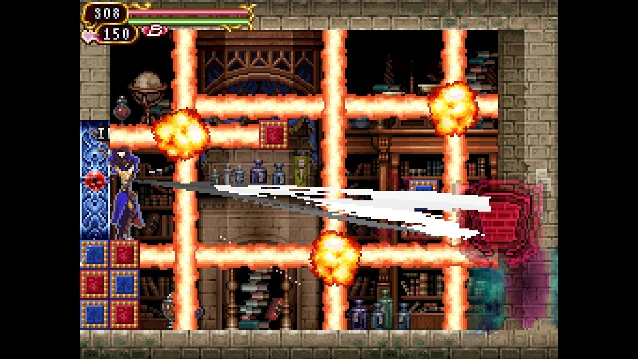 Castlevania - Order of Ecclesia (Hard/Level 1/NO DAMAGE) Part 19 - Castle Entrance + Library