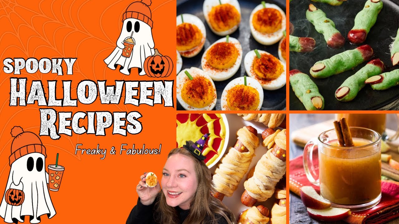Trying 4 Halloween Recipes!! Witch Finger Cookies, Pumpkin Deviled Eggs, Mummy Hot Dogs, and More!!