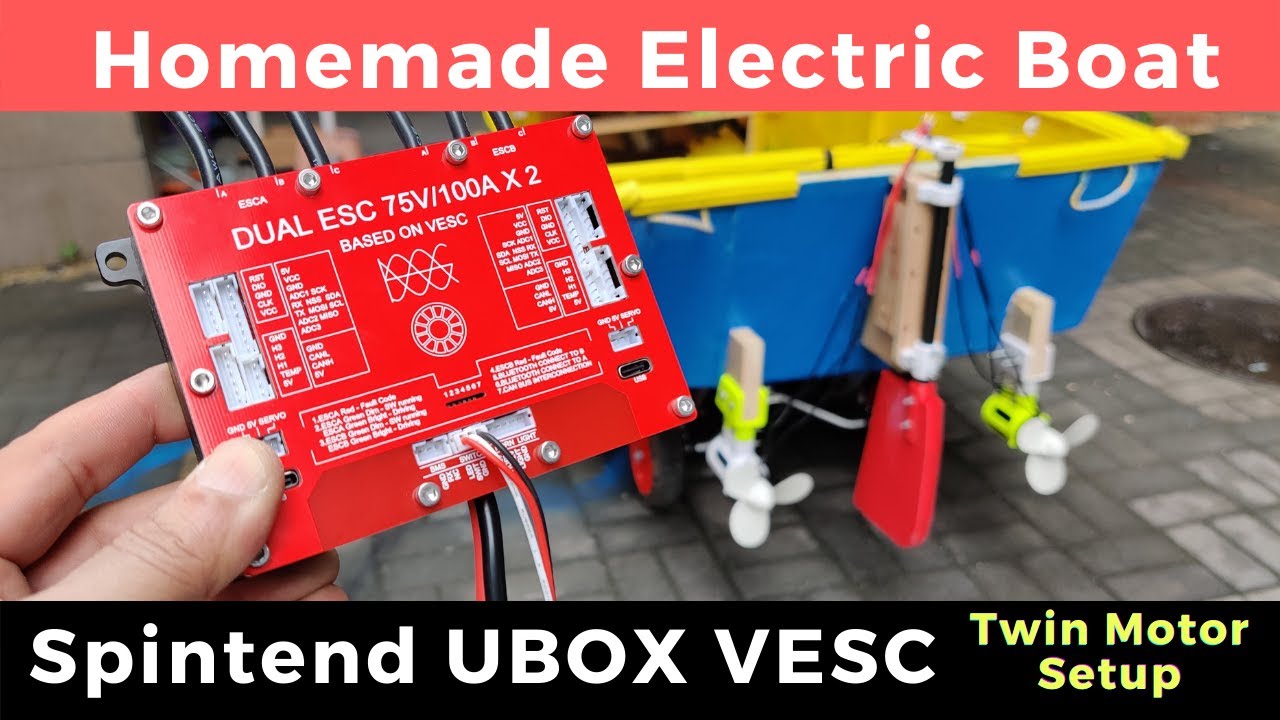Homemade Electric Boat Installing Twin Motors with Spintend UBOX VESC
