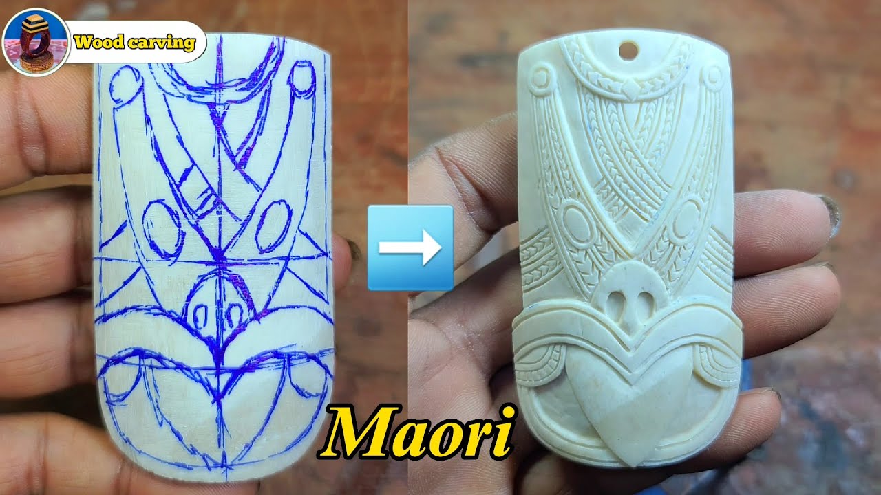 Maori necklace, Carving a bone necklace for the Maori.#art #necklace #woodworking