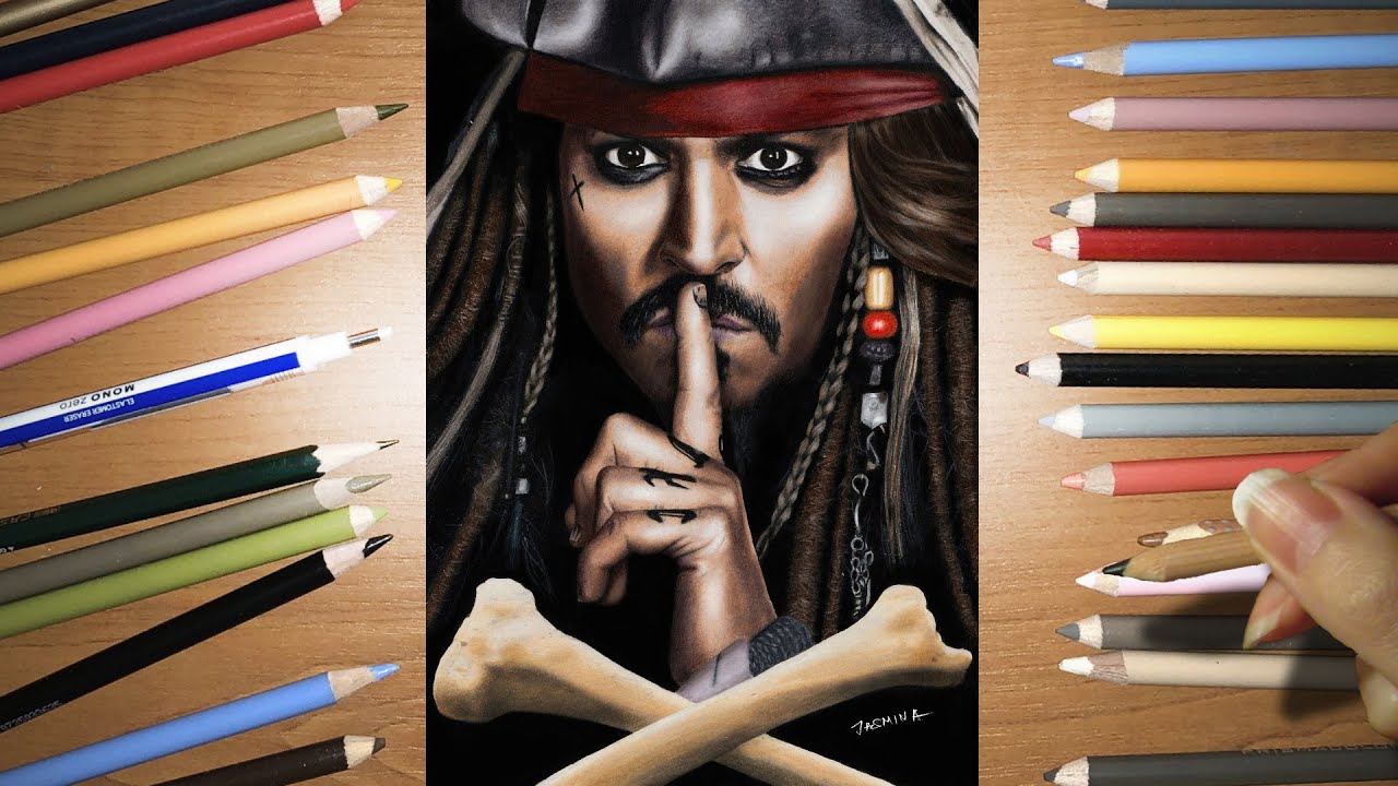 Speed Drawing: Johhny Depp as Captain Jack Sparrow in Dead Men Tell No Tales Movie | Jasmina Susak