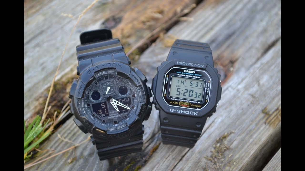 Casio G-SHOCK DW-5600E vs G-SHOCK GA-100-1A1ER. Обзор, сравнение после 2 и 8 лет использования.