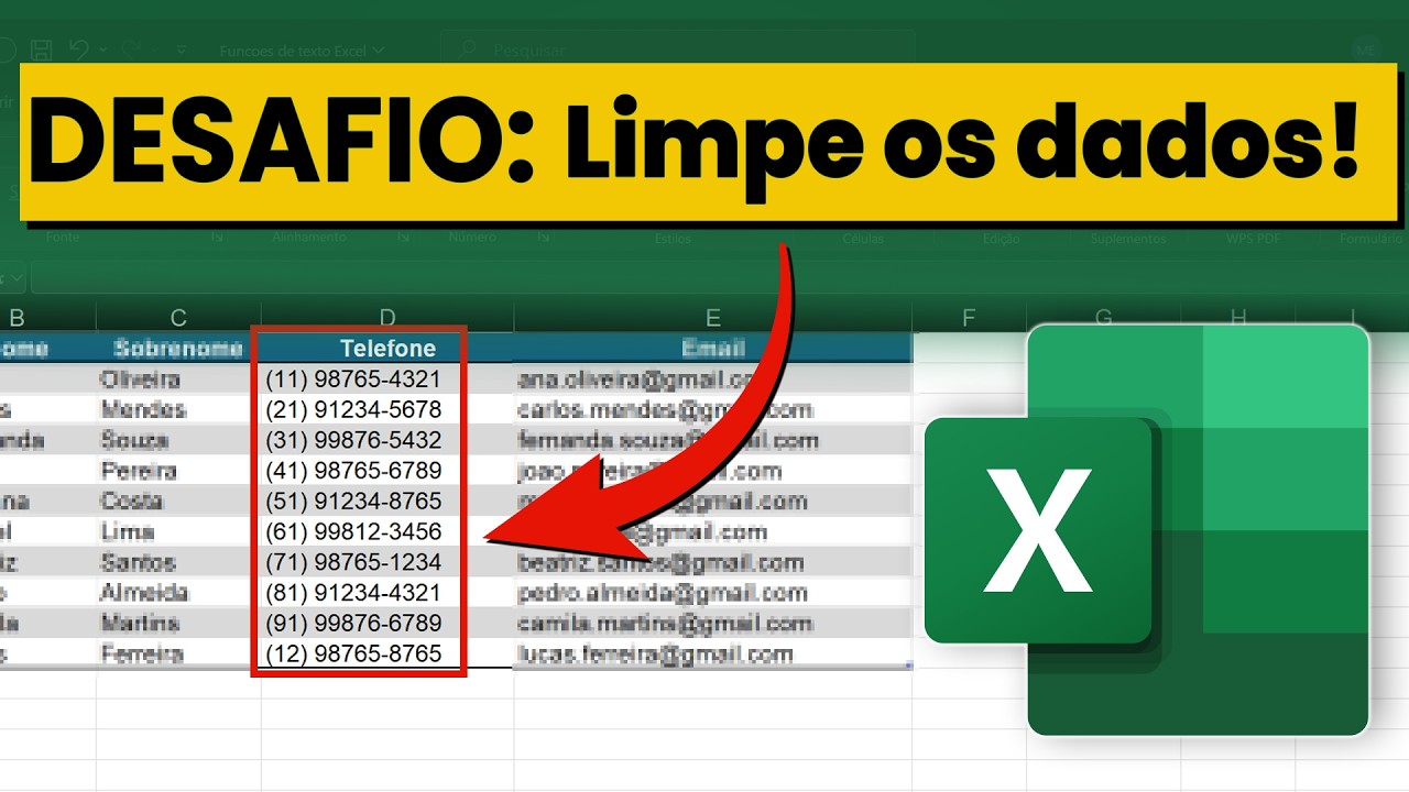 Como Extrair Apenas Números de Telefone no Excel (Função Esquerda, Direita e Cocat) - DESAFIO