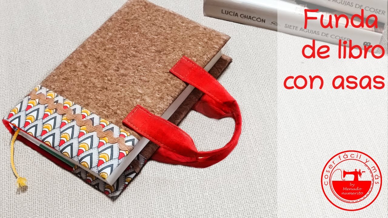 Funda de libro con asas y marca páginas