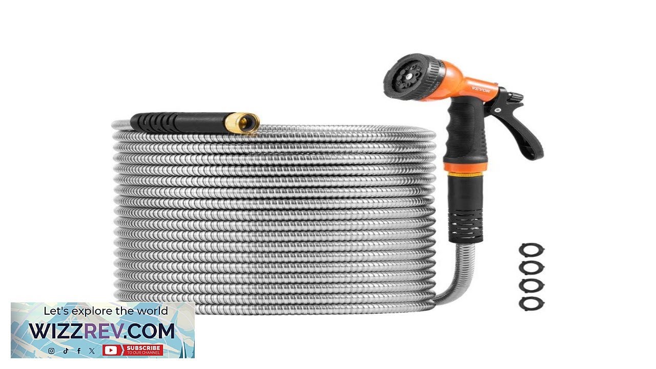 VEVOR Metal Garden Hose 75 ft Rust Proof Stainless Steel Water Hose