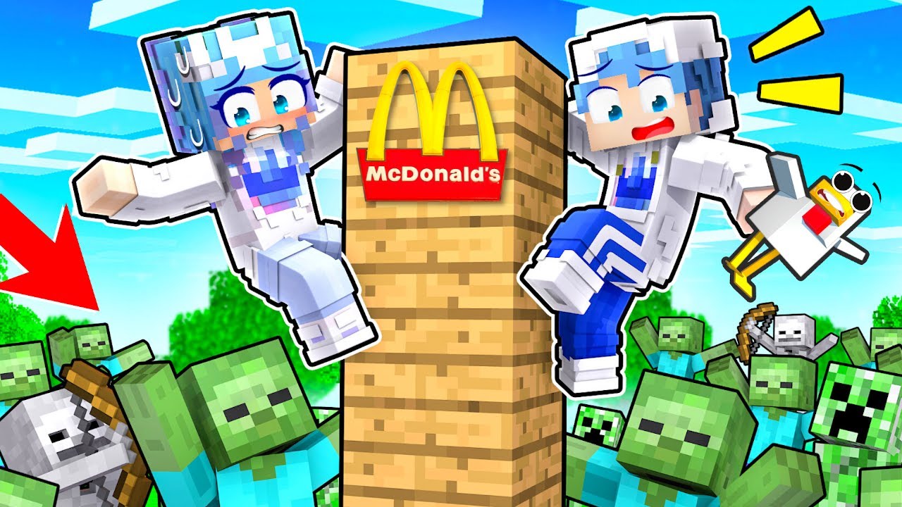 HOW TO SURVIVE MINECRAFT AS A NOOB! Minecraft Survival Mode In MCDONALDS! 🍟 (Part 1)
