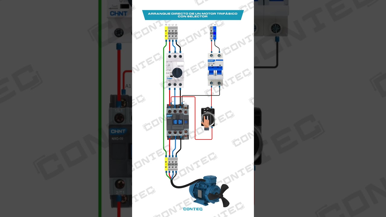ARRANQUE DIRECTO DE UN MOTOR TRIF&Aacute;SICO CON SELECTOR #industrialelectrician #electrician #automobile