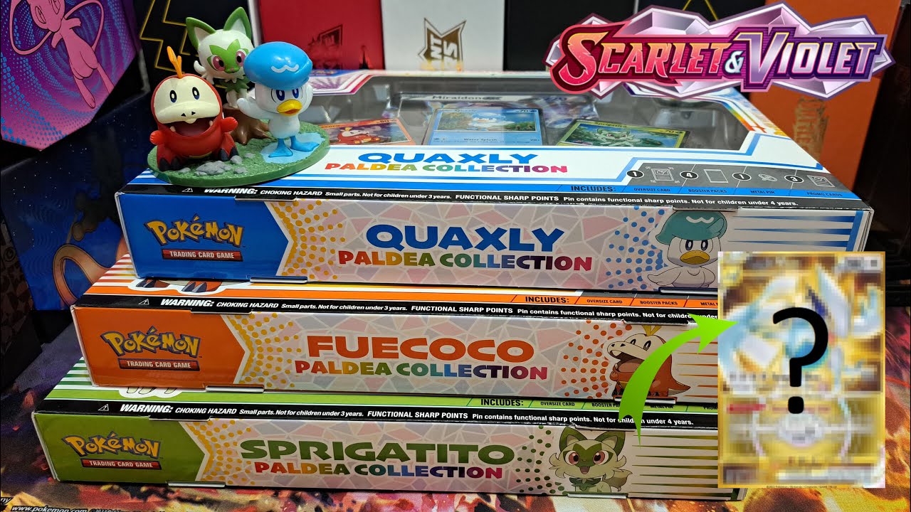 Pokemon TCG Paldea Pin Collection Sprigatito Quaxly Fuecoco Box (Opening kart PL)