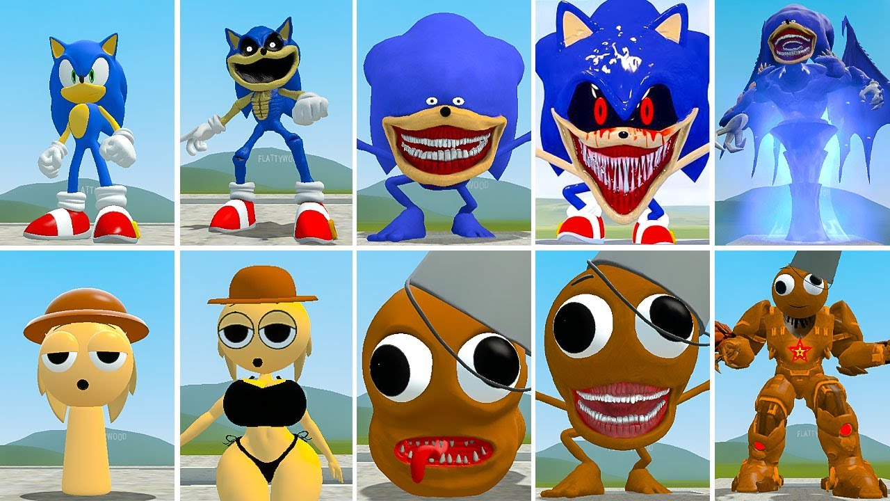 NEW ALL SONIC CTHULHU 1-2 FAMILY VS ALL SPRUNKI BROWN MECHATITAN ? in Garrysmod!,...