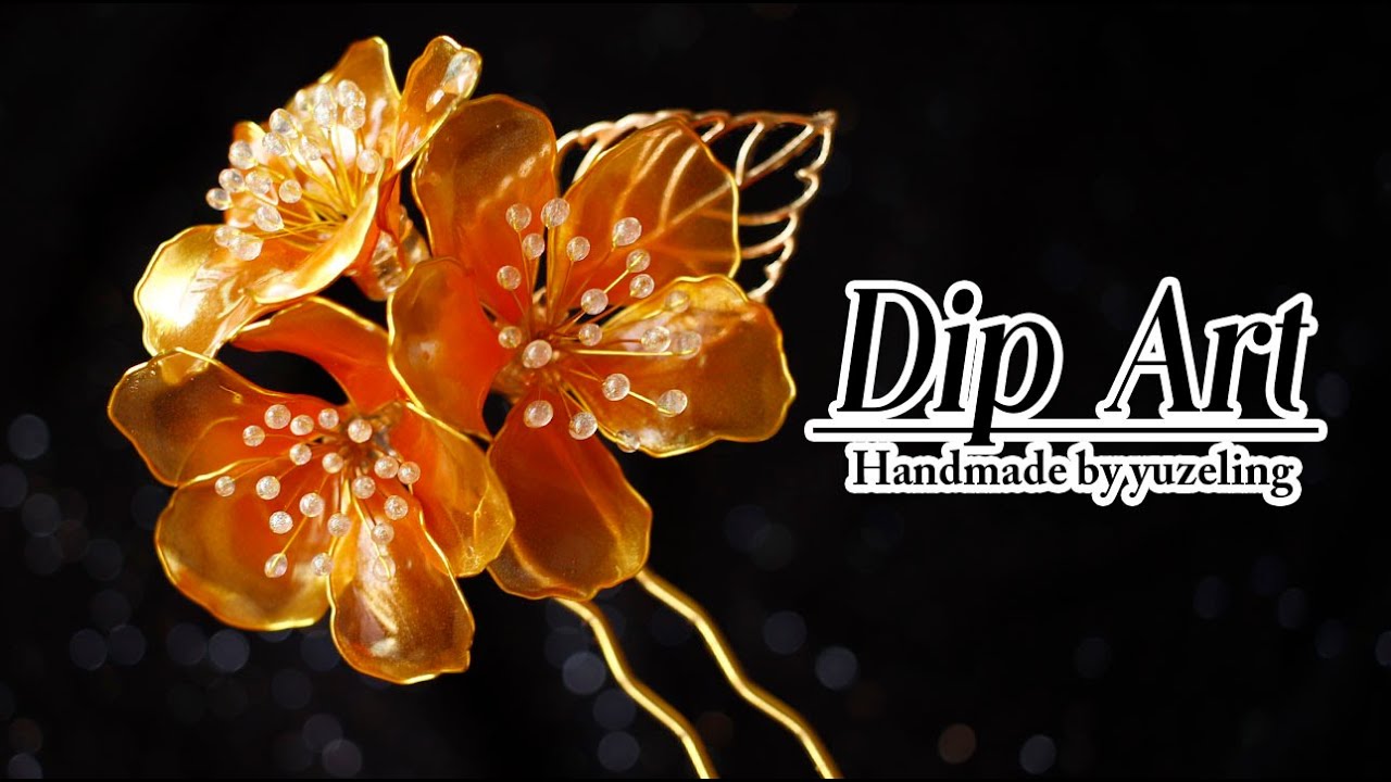 [레진아트] (ENG)아름다운 세 송이 꽃 비녀-three beautiful flower hairpins/アメリカンフラワー /Dipped Wire Flowers
