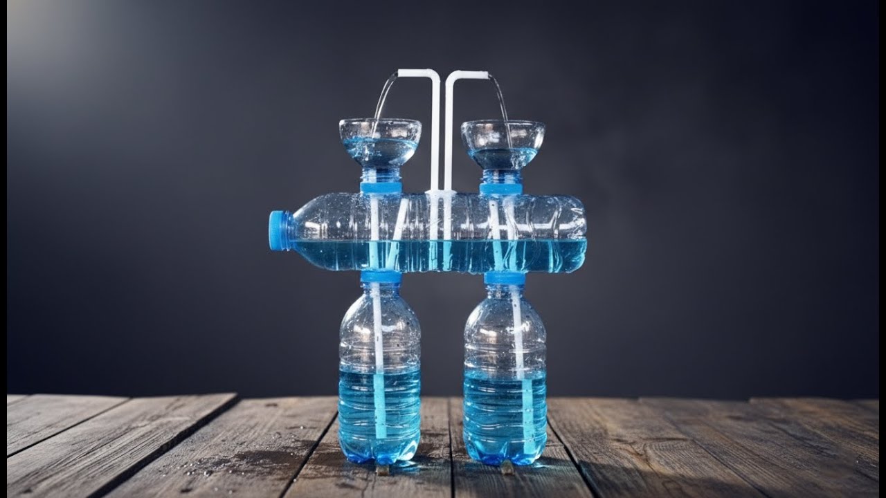 Twin Air Pressure Fountain Without Electricity! | น้ำพุแรงดันอากาศ 2 หัว ไม่ใช้ไฟฟ้าเลย