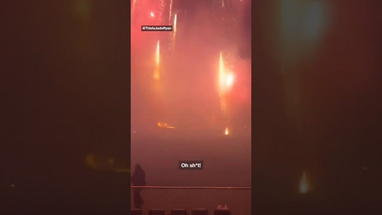 Wild moment fireworks thrown into crowd