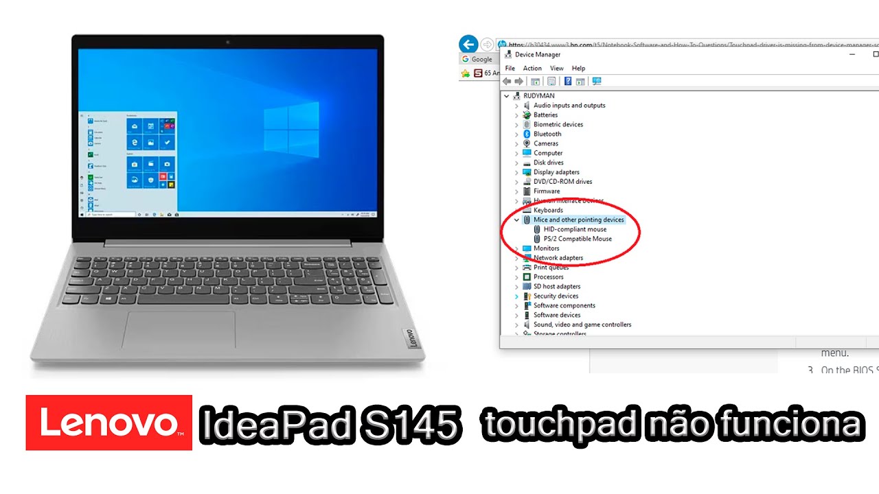 Lenovo ideapad S145 touchpad não funciona Windows 10 - Resolvido