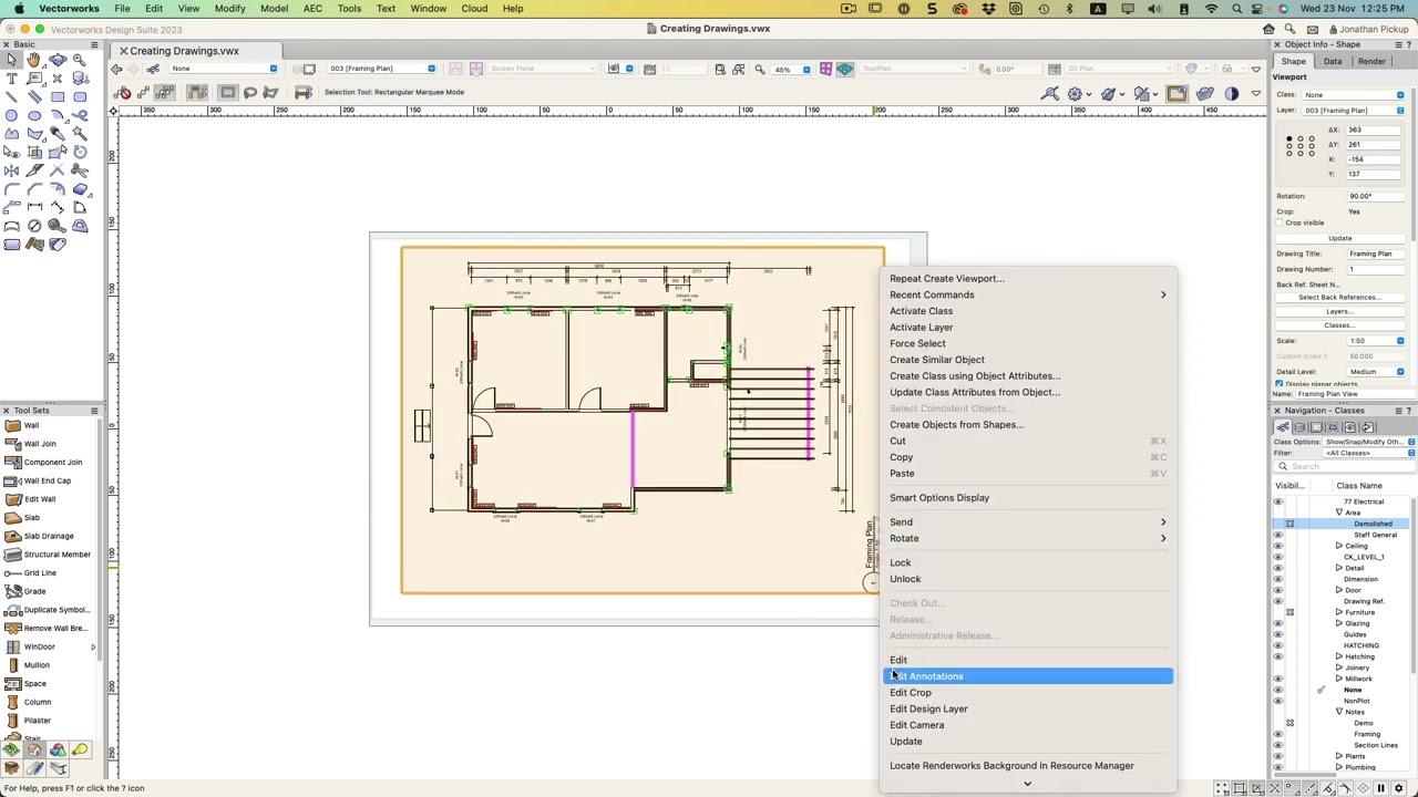 Creating a Framing Plan in Vectorworks 2023 - podcast 248