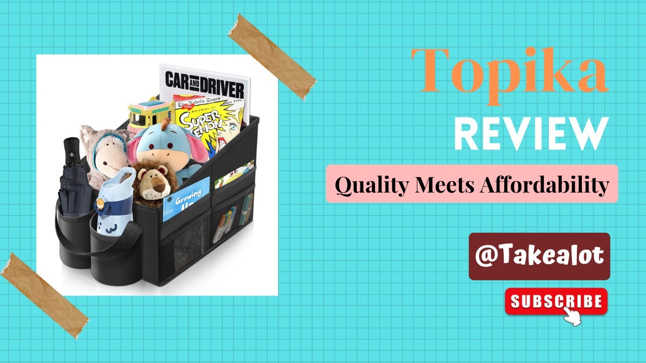 Topika - Car Back Seat Organizer, Seat Storage for Children, 2 Cup Holders