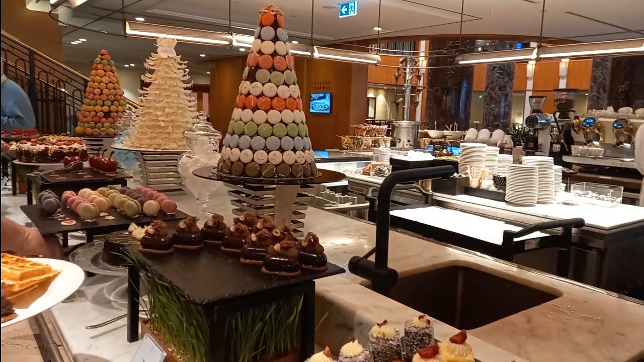 Browsing all expensive food buffet at Sheraton Grand Sydney Hyde Park Hotel in Sydney Australia 