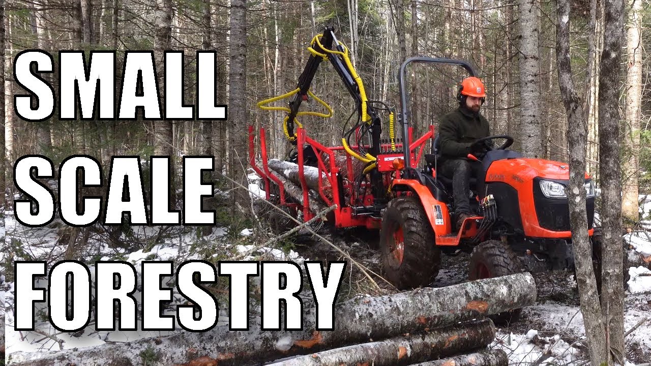 Small Scale Logging With a Kubota Compact Tractor and Forwarding Trailer