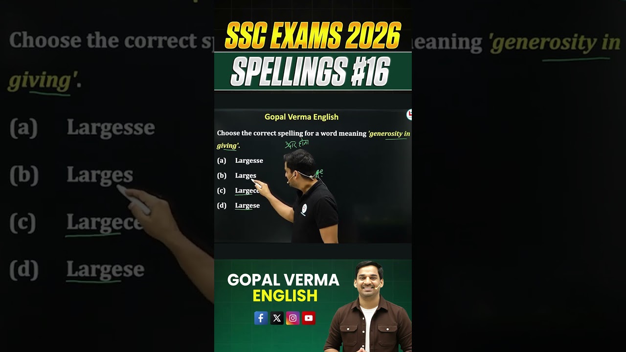 Spellings for SSC 2026 | English Grammar for all competitive exams #englishgrammar #shorts #ssccpo