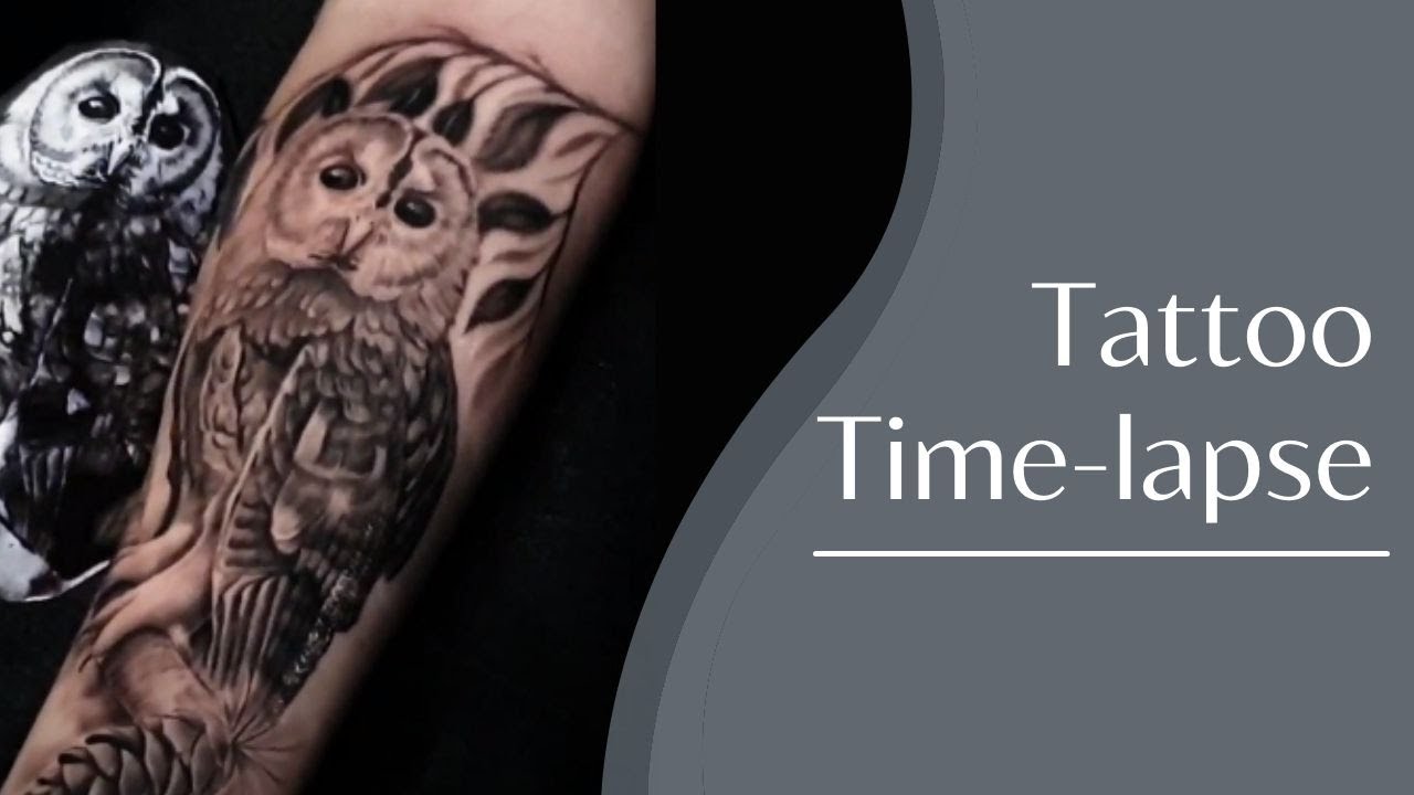 Process tattoo time lapse | Тату сова | Time lapse