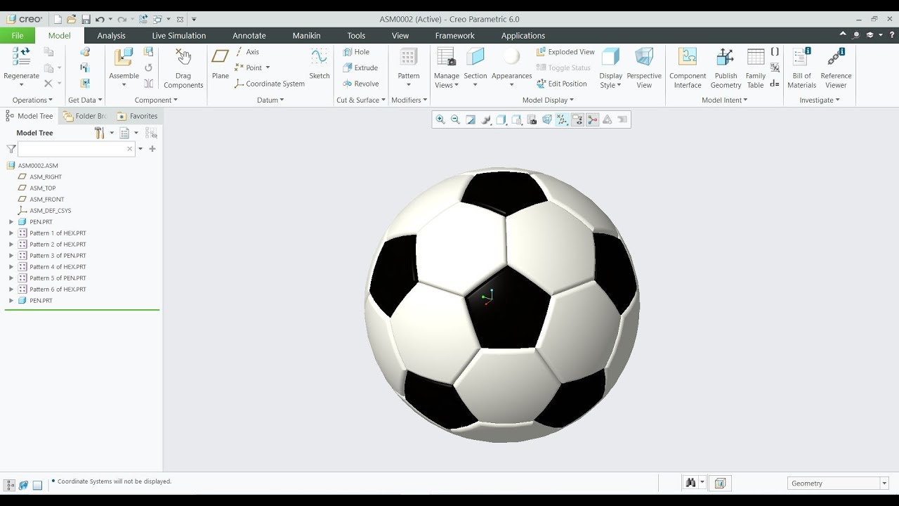 Foot ball | | Football design | Creo complex designs | Creo Designs for Practice | Creo models