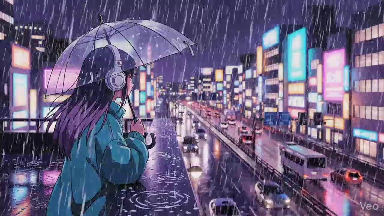 Japanese Neon City Rain 🌧️ Lofi Chillhop for Study & Focus