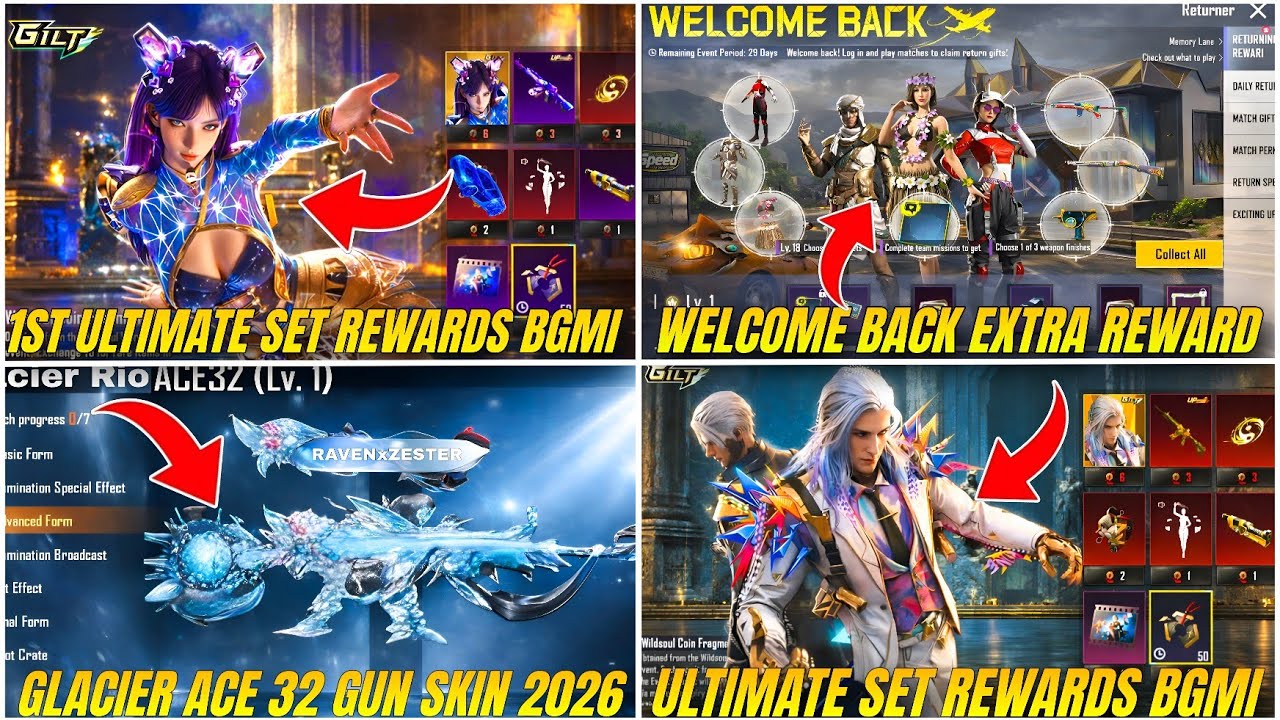 NEXT ULTIMATE SET LEAKS 🔥 GET FREE EXTRA UC WELCOME BACK EVENING 🔥 NEW GLACIER GUN 2026 | M4 Glacier