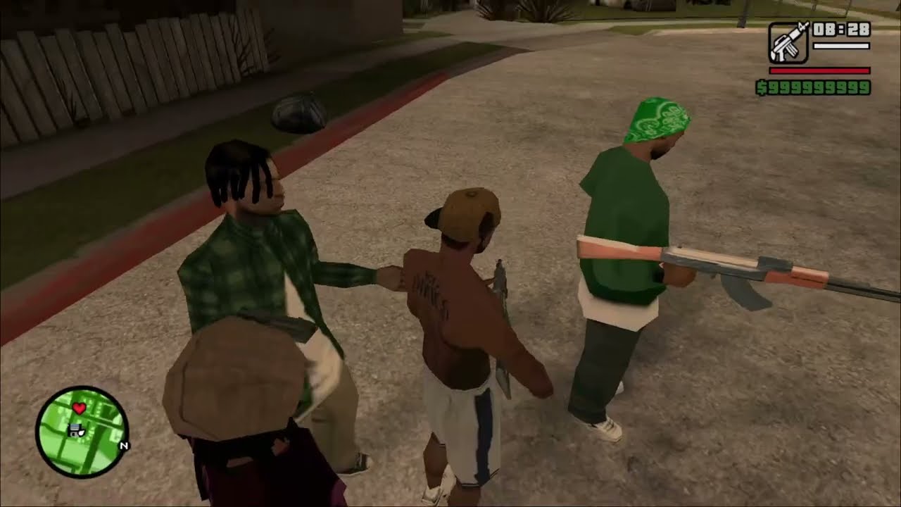GTA SAN ANDREAS - CJ brings a gang to influence the police to start a big war with the military army