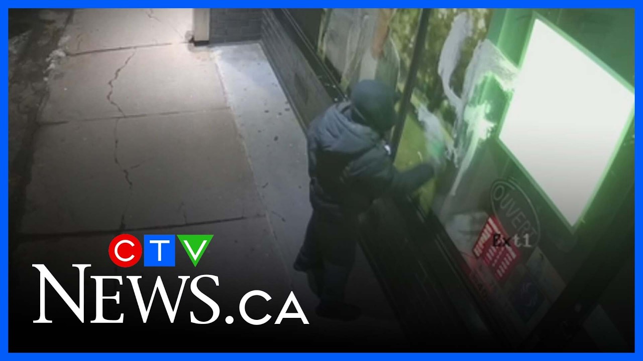 Surveillance cameras catch suspect painting swastikas on Montreal pharmacy front window