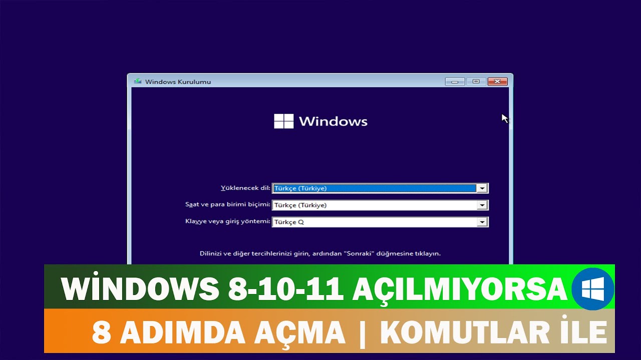 Windows 8-10-11 Açılmıyorsa Komutlar ile Başlangıç Onarma