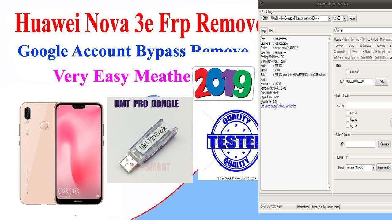 HUAWEI NOVA 3E FRP BYPASS ANE LX2 GOOGLE ACCOUNT REMOVE UMT