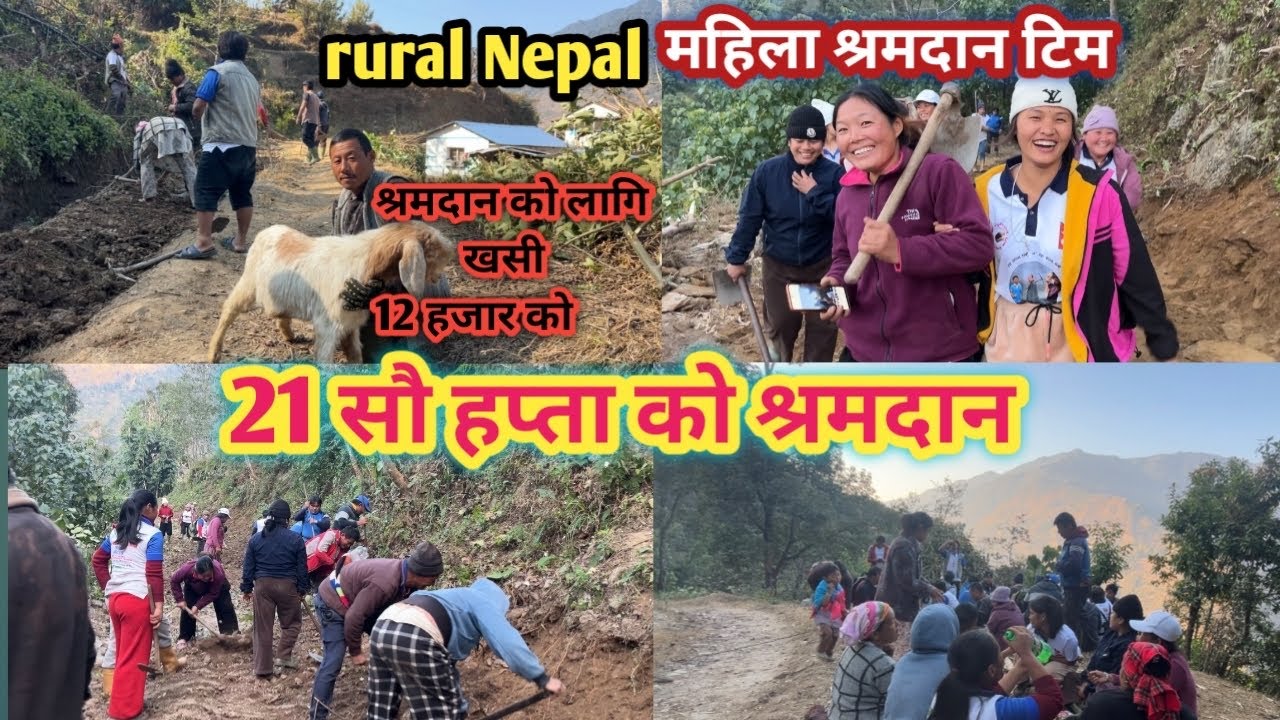 श्रमदान बाट यस्तो रेकड हाम्रो गाउँमा,12 हजार को खसि पनि ,Rural nepal village hard work 