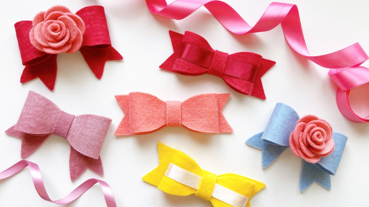 Как сделать бантик из фетра - пошагово | DIY Easy Felt Bows
