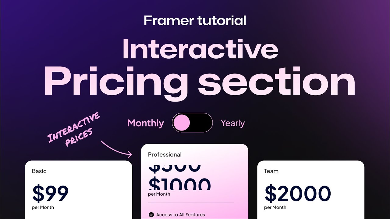 Раздел интерактивных цен &mdash; руководство по Framer No-Code