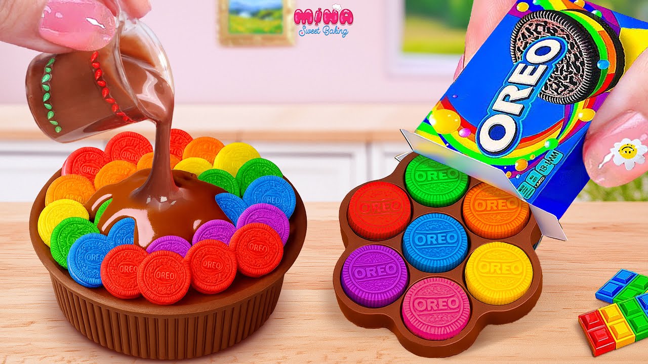 💙Радужный торт с OREO💙Рецепт миниатюрного шоколадного торта с использованием OREO | Mina Sweet Ba...