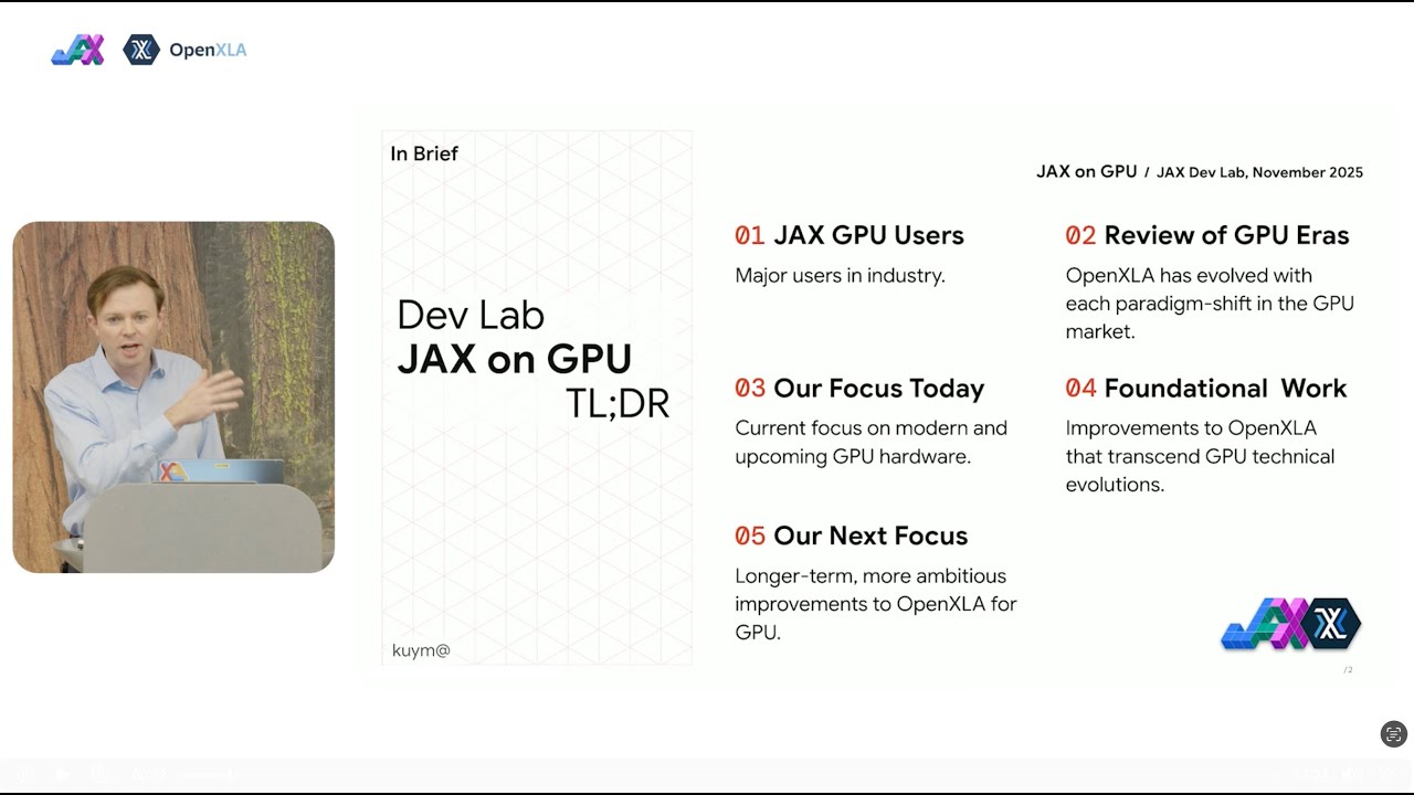 JAX на графических процессорах | Лаборатория разработки JAX/OpenXLA, осень 2025 года