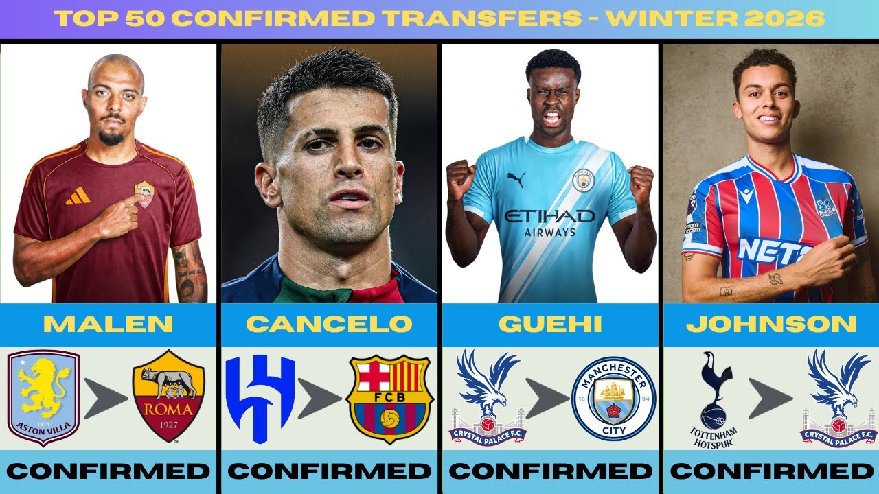 TOP 50 LATEST CONFIRMED WINTER TRANSFERS 2026 | MALEN, CANCELO, GUEHI, JOHNSON.