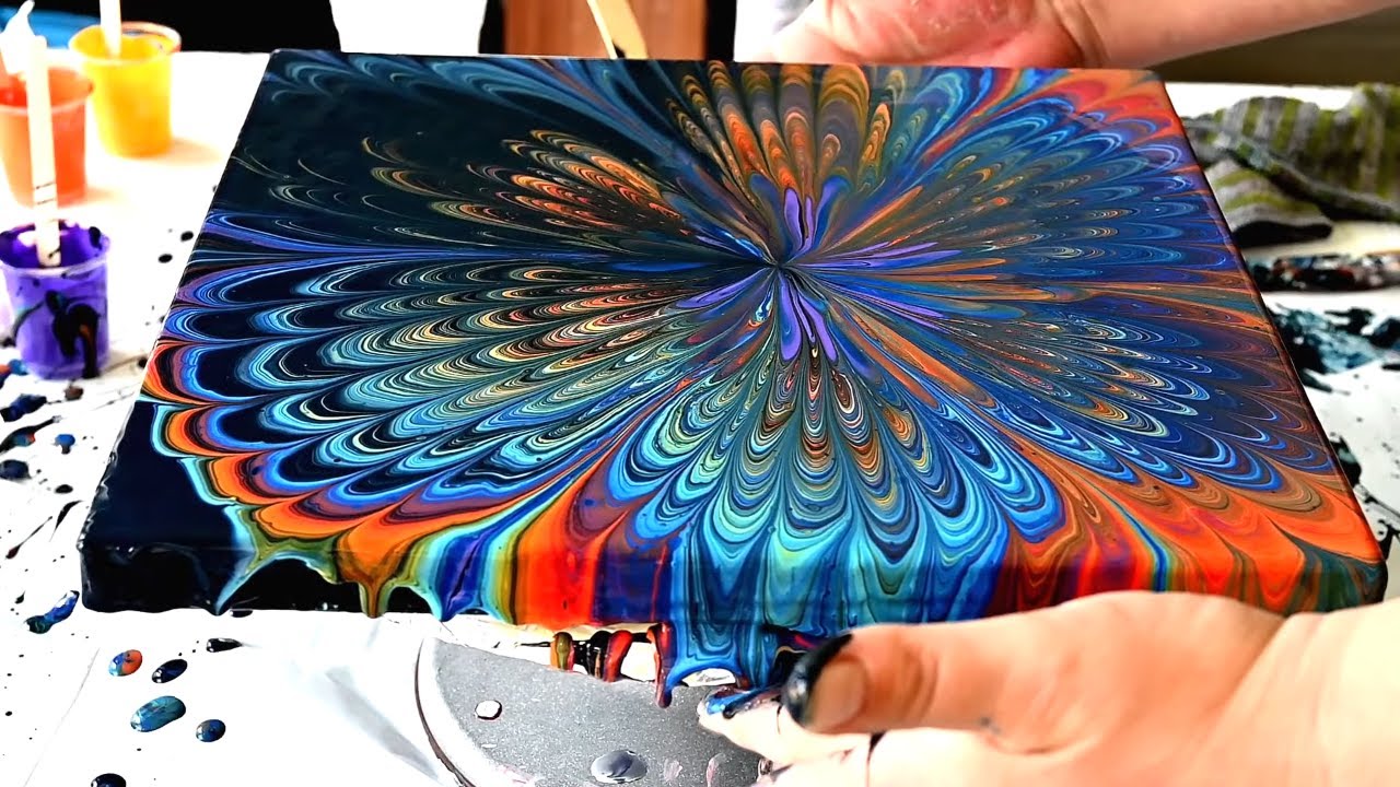 (680) PAINT KISS over the CUP BOTTOM ~ Easy acrylic pour FLOWER painting ~ Fluid art tutorial