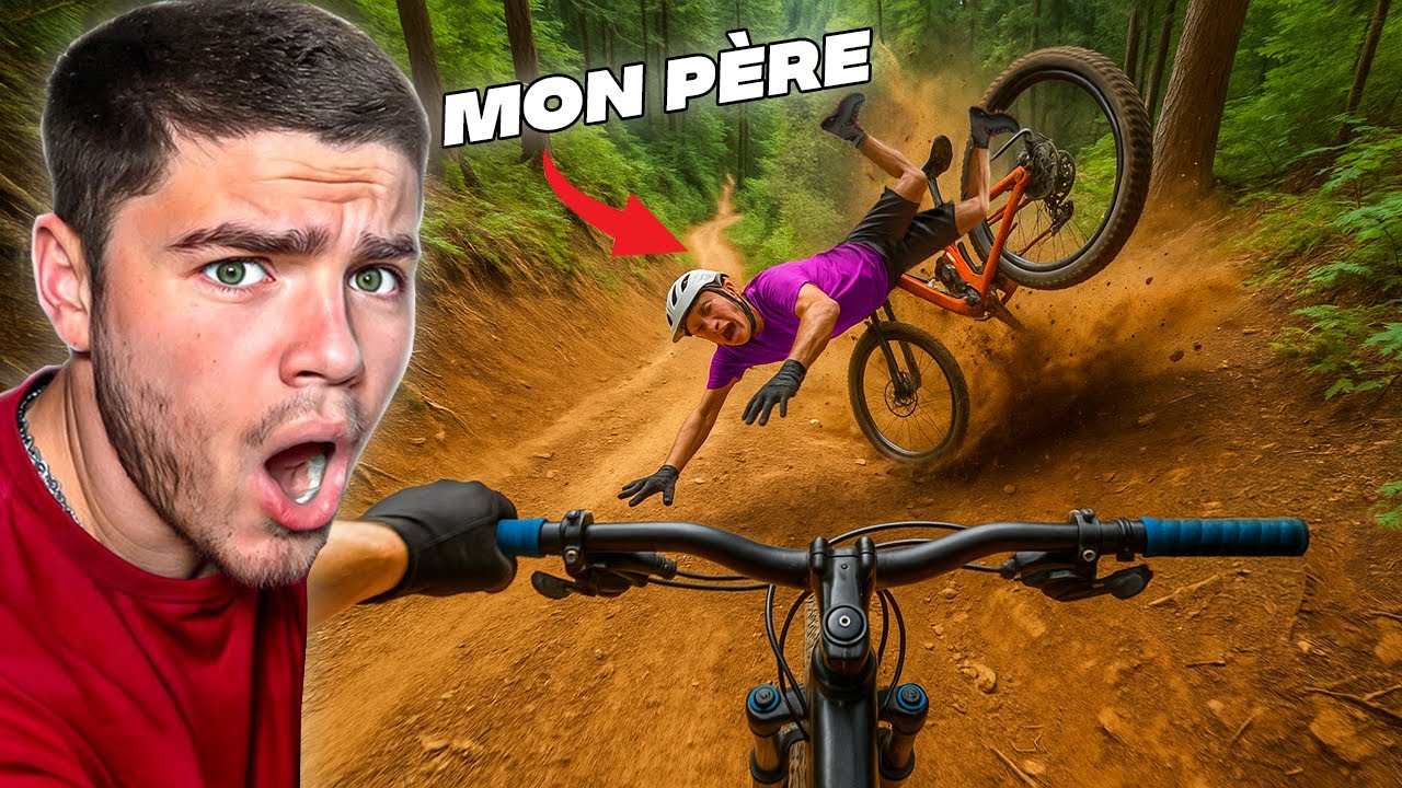 Mon p&egrave;re CHUTE VIOLEMMENT en descente VTT DH ! 😱
