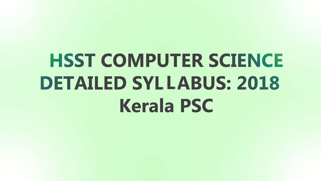 HSST COMPUTER SCIENCE SYLABUS
