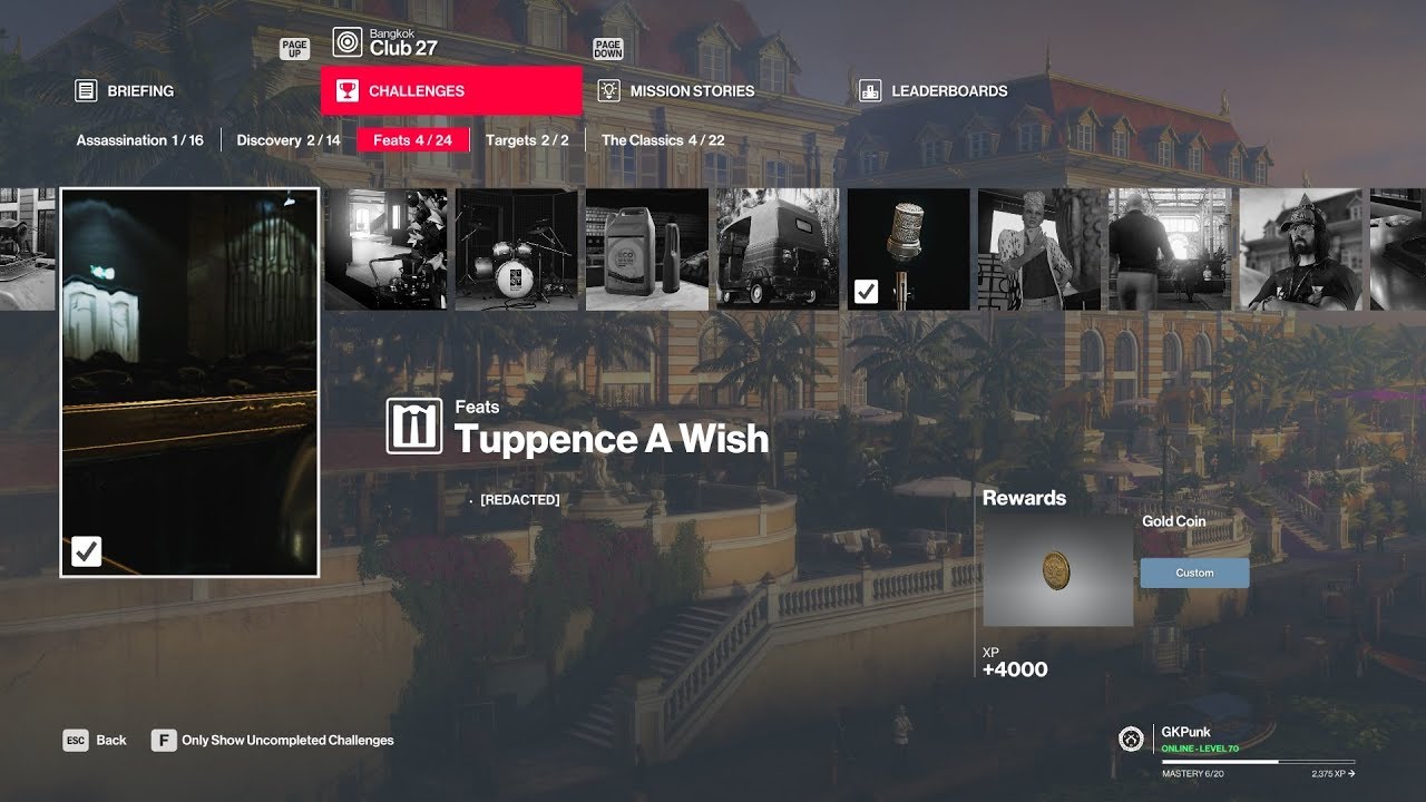 Hitman 2 - Legacy: Bangkok - Feat: Tuppence A Wish | How to unlock Gold Coins