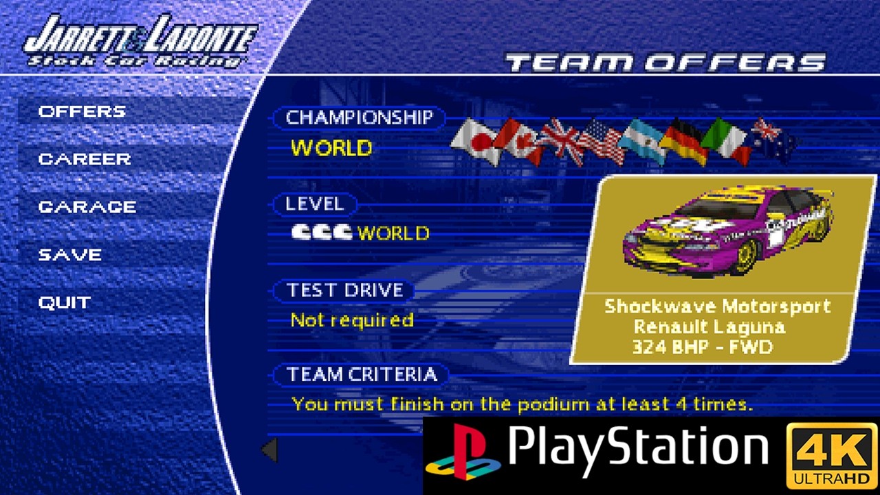 Jarret & Labonte Stock Car Racing PS1 | Champion International 3 | Gameplay 4K