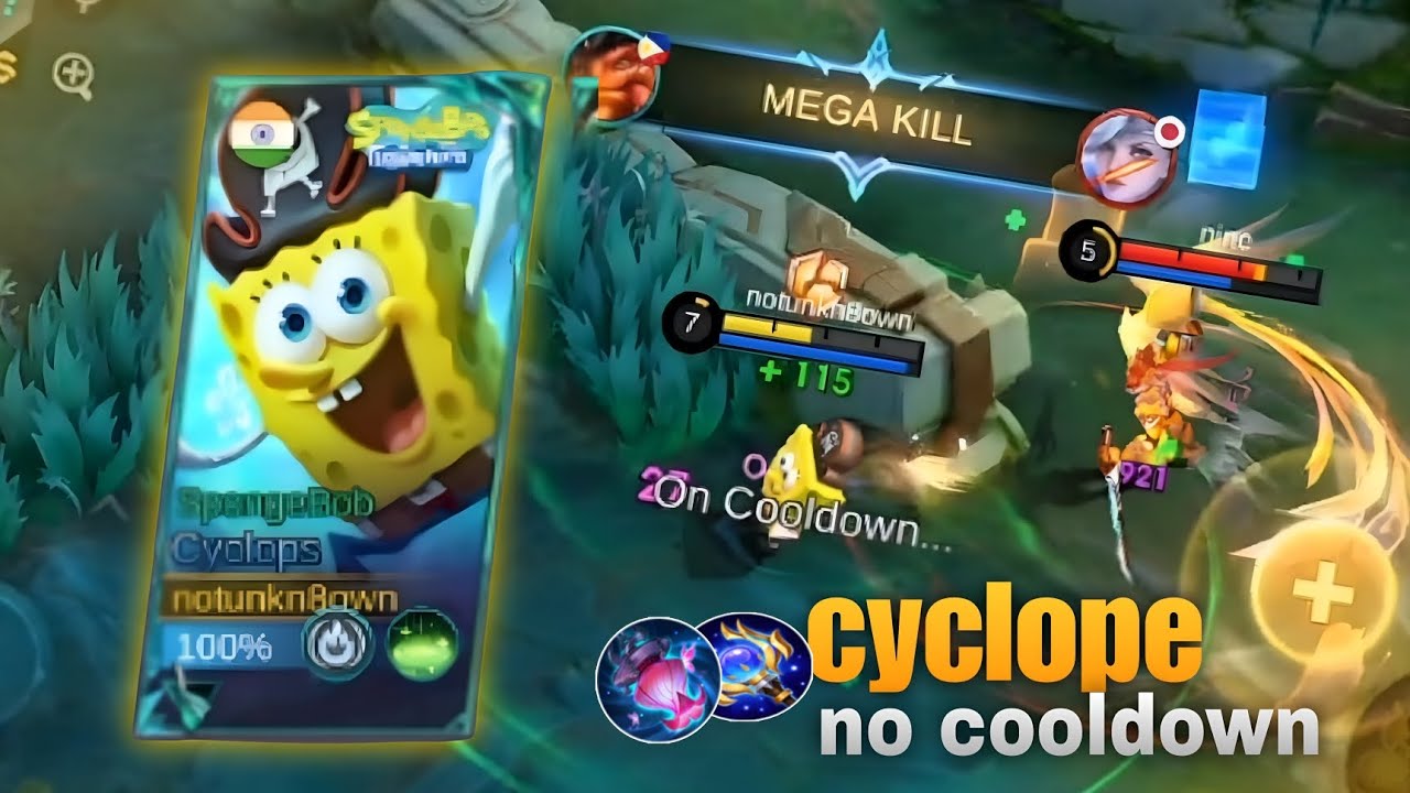 No cooldown! Spongebob skin gameplay 8 kill  7assist
