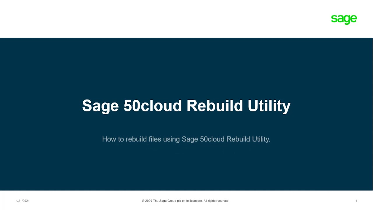 Sage 50cloud Pastel (ZA) - How do I repair damaged files using Rebuild Utility?