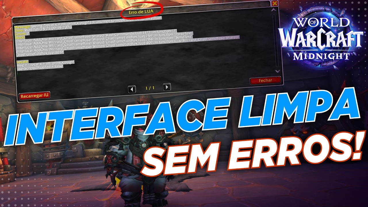 Configure sua INTERFACE e ADDONS no WoW Midnight (Sem Erros de LUA)
