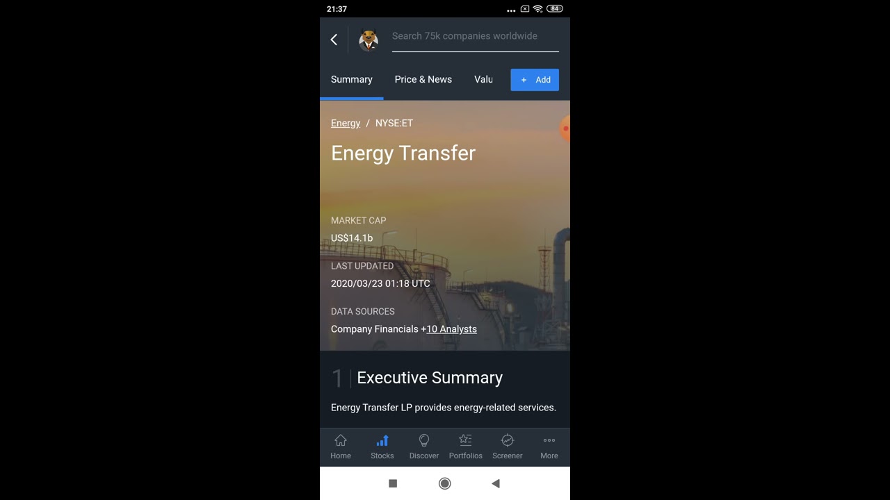 Energy Transfer (ET) - анализ акций, оценка, прогноз. Текущее состояние 23.03.2020