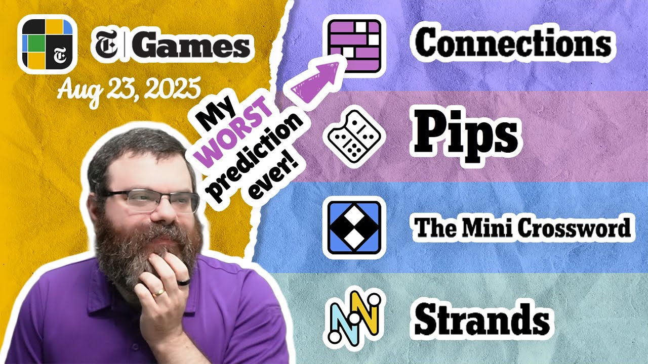 NYT Connections, Pips, Mini Crossword, and Strands | Aug 23, 2025