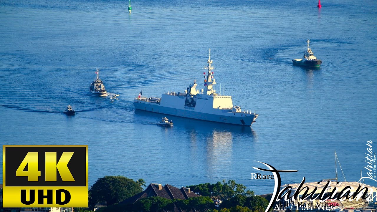 May 17, 2023 #Timelapse #french Navy frigate #LAFAYETTE as seen docking in Papeete port of call