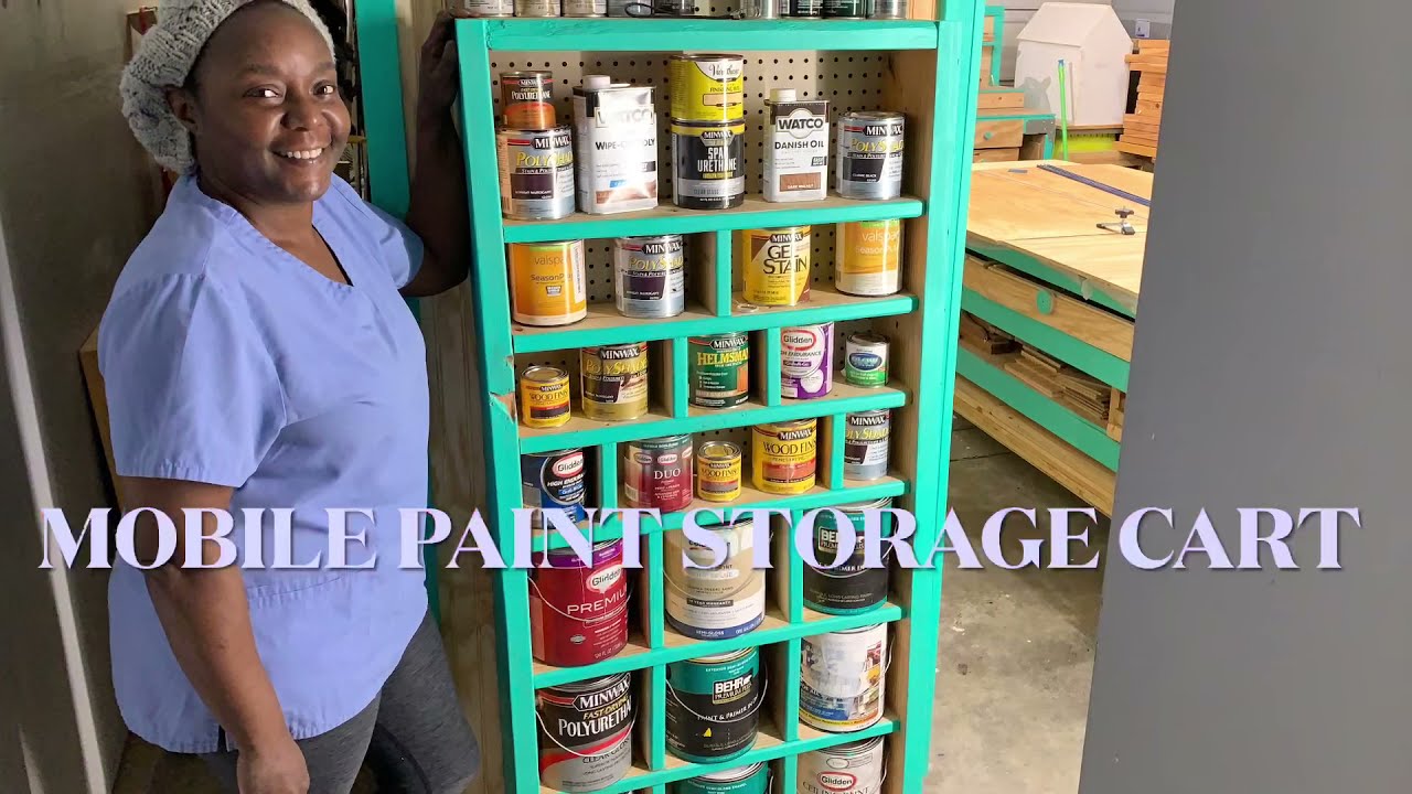 DIY MOBILE GARAGE PAINT STORAGE CART//ORGANIZATION and STORAGE for Paints Stains and other Finishes