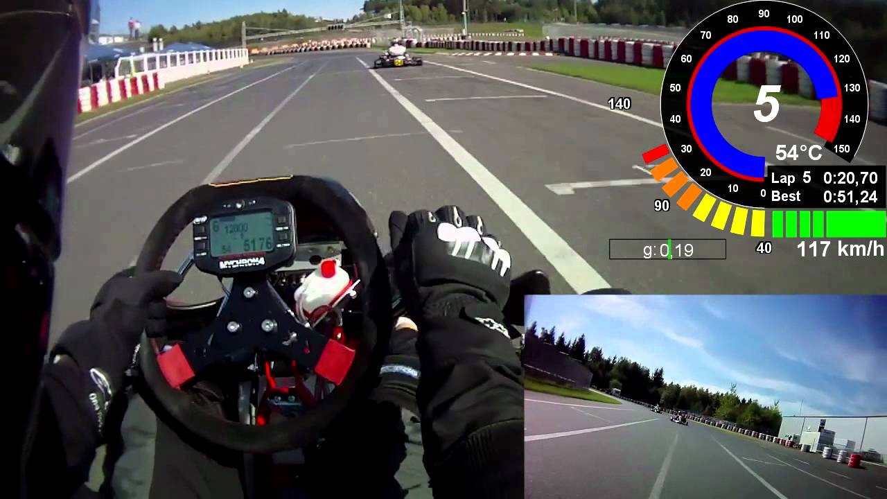 Wackersdorf Kart 2012.09.16 Session 4 Telemetrie Data Onboard helmet Cam DR TM KZ10