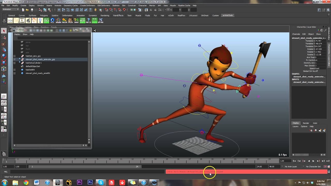 Animating with Constraints: Two-Handed Props